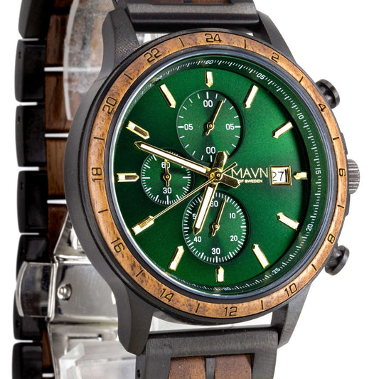 klocka herr, herr klocka, träklocka, Abisko, stilmedveten man, kronograf, datumvisning, present till pojkvännen, Student present, armbandsur