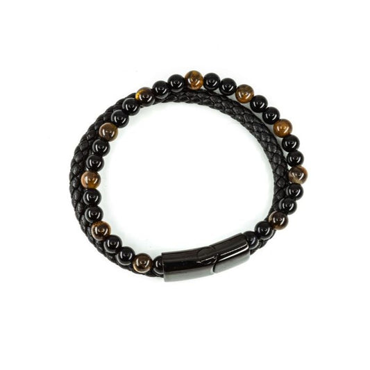 Armband herr läder - Kullaberg - MAVN Of Sweden,armband herr, läderarmband, läder och stenpärlor, elegant armband, maskulint armband, tidlös accessoar, herraccessoar, herrmode, presentbox, fri frakt, fri retur