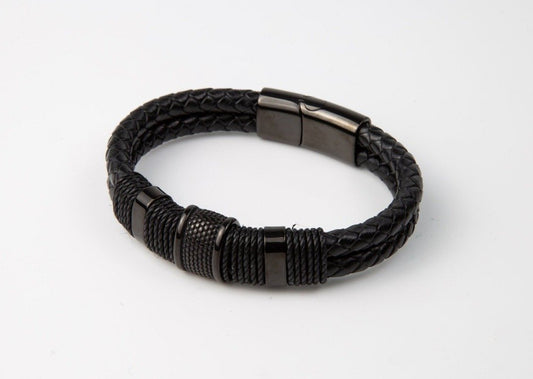 svart läderarmband herr - Gladsax - MAVN Of Sweden, armband, herrarmband, läderarmband, presentbox, svart, 21 cm, leverans, fri frakt, fri retur