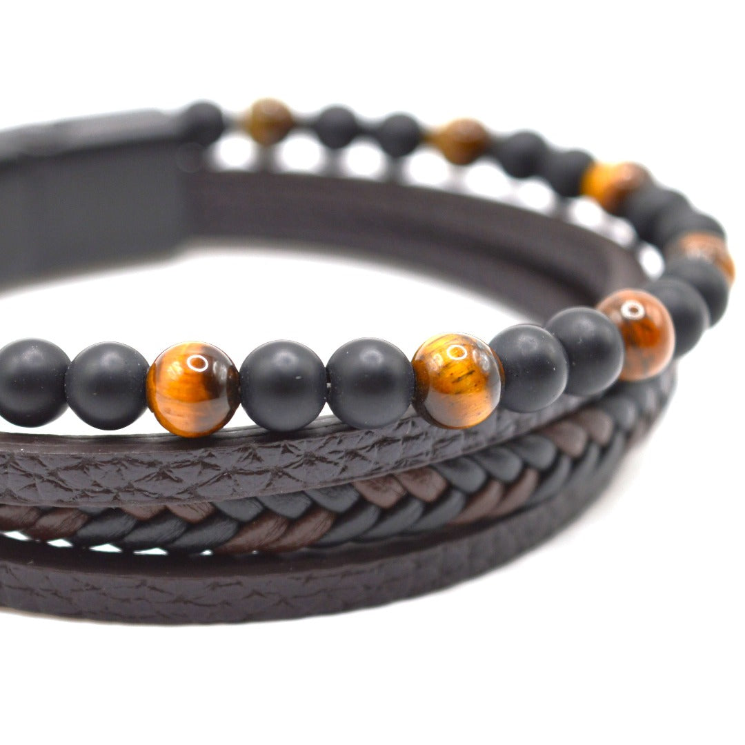 Armband för män, Läder med stenpärlor, MAVN Of Sweden. elegant presentbox, present till pojkvännen, armband, herr, läderarmband, stilrent, lavastenar, läder, mode, outfit