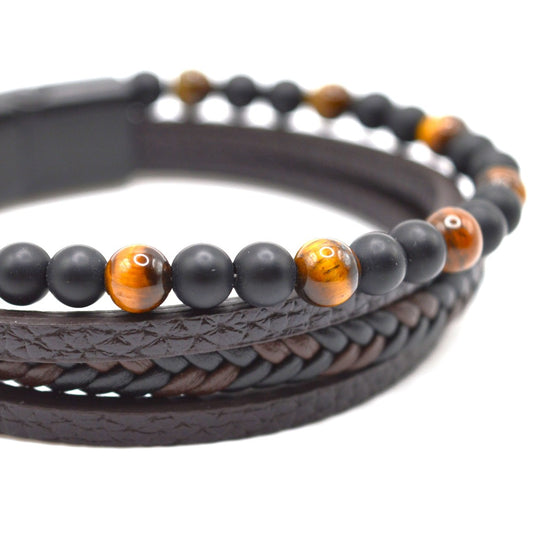 Armband för män, Läder med stenpärlor, MAVN Of Sweden. elegant presentbox, present till pojkvännen, armband, herr, läderarmband, stilrent, lavastenar, läder, mode, outfit