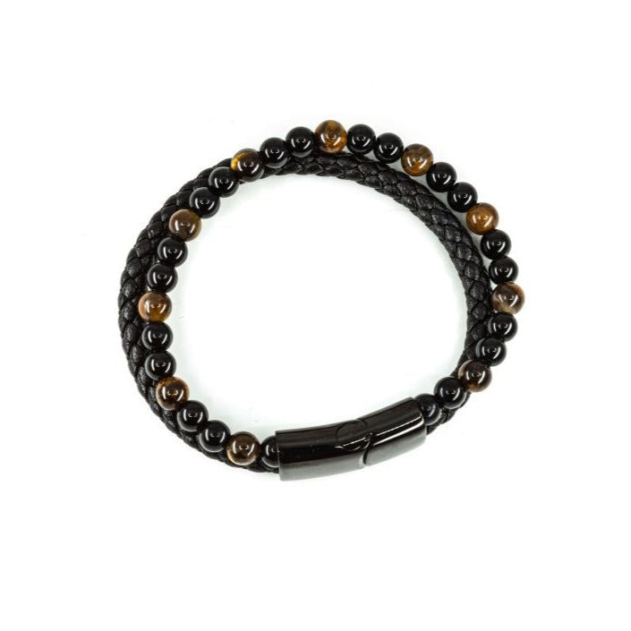 Armband herr läder - Kullaberg - MAVN Of Sweden,armband herr, läderarmband, läder och stenpärlor, elegant armband, maskulint armband, tidlös accessoar, herraccessoar, herrmode, presentbox, fri frakt, fri retur 