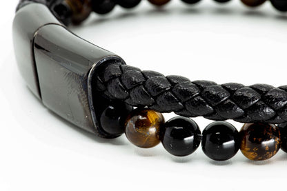 Läderarmband herr - Kullaberg - MAVN Of Sweden, armband herr, läderarmband, läder och stenpärlor, elegant armband, maskulint armband, tidlös accessoar, herraccessoar, herrmode, presentbox, fri frakt, fri retur
