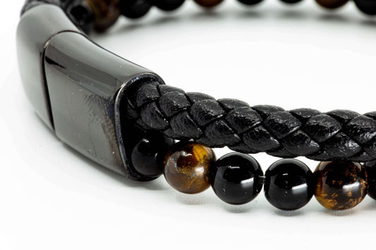 Läderarmband herr - Kullaberg - MAVN Of Sweden, armband herr, läderarmband, läder och stenpärlor, elegant armband, maskulint armband, tidlös accessoar, herraccessoar, herrmode, presentbox, fri frakt, fri retur