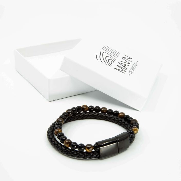 svart läderarmband man med presentbox MAVN Of Sweden