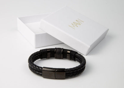 Armband herr läder Gladsax i presentbox  MAVN Of Sweden,  armband, herrarmband, läderarmband, presentbox, svart, 21 cm, leverans, fri frakt, fri retur